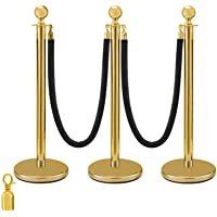 VEVOR Poste Separador de Cinta Extensible 3 Juegos Barreras de Seguridad de 2 Cuerdas Longitud de Cuerda 1.5m Dorado